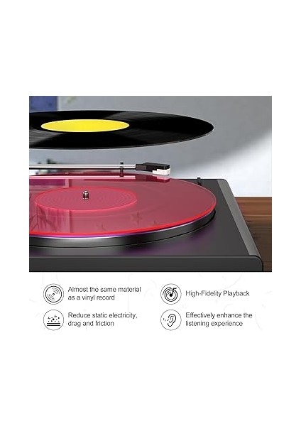 Pikap Mat Plak Tabağı Slipmat Düşük Gürültü Akrilik Plak Çalar Tabağı Kayma Paspasları 12 Inç Plak Çalar Için (Şeffaf Pembe) indirimleri