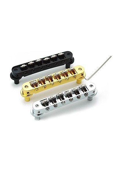 Tune-O-Matic Sarmalı Sele Köprüsü – Tel Boşluğu 10,5 mm Gitar Köprüsü, Direk Delikli, 4,2 mm Yedek, Les Paul Lp Sg 6 Telli Elektro Gitar GM015 ile Uyumlu, Siyah modelleri