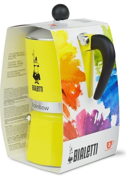 - Rainbow: 3 Cups Ocak Üstü Espresso Pişirici - 130ML - Sarı Renk - Alüminyum Gövde - Patentli Güvenlik Valfi - Tüm Ocak Türleri Için Uygundur (Indüksiyon Hariç) fırsatları