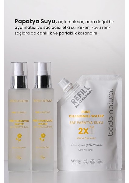 Natural Papatya Suyu Saç TONIĞI%100 Doğal ve Saf Refill Paket 200 ml fırsatları