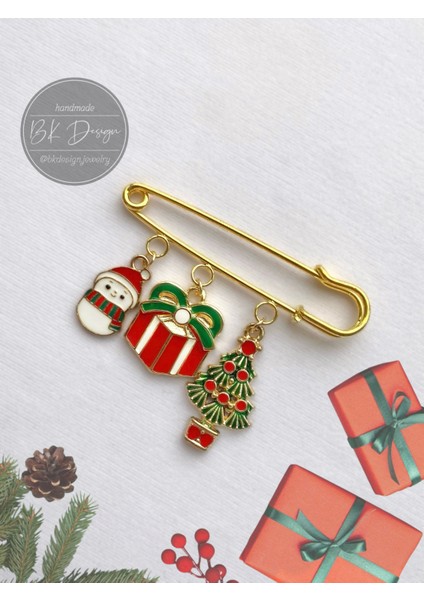 Noel Yeni Yıl Yılbaşı Temalı Broş Yaka Iğnesi Iskoç Iğnesi