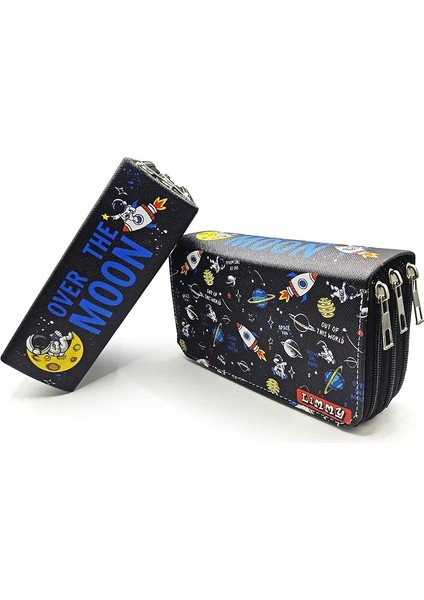 Kalem Kutusu Astronot Uzay Galaksi Kawai Organizer Kalemkutu Vegan Deri Üç Bölmeli Kalemlik -Siyah, Limmy fiyatları