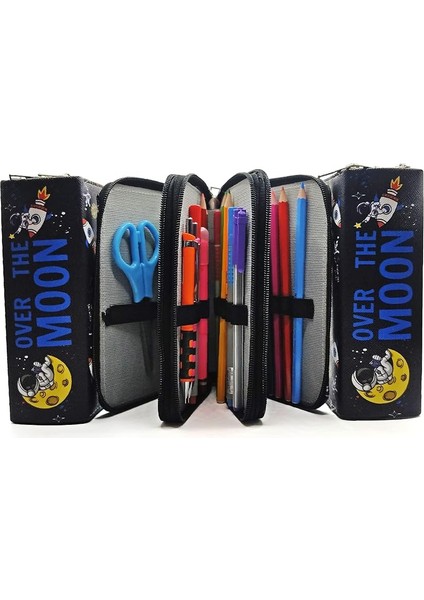 Kalem Kutusu Astronot Uzay Galaksi Kawai Organizer Kalemkutu Vegan Deri Üç Bölmeli Kalemlik -Siyah, Limmy indirimleri