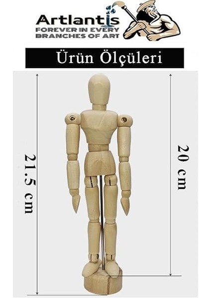 Ahşap Insan Modeli 20 cm 1 Adet Insan Figürlü Ahşap Model Manken Resim Ressam Eğitimi Tahta Adam Kukla Stilist modelleri