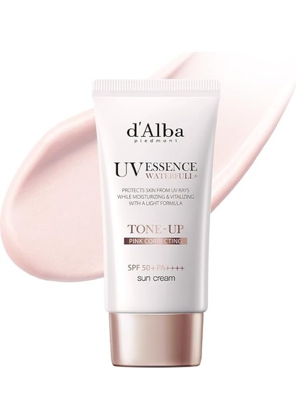 Piedmont | Italyan Beyaz Trüf Waterfull Tone-Up Sunscreen, Saf ve Vegan Hibrit Pembe Renkli Nemlendirici Krem, Parlak ve Açıcı Güneş Koruması