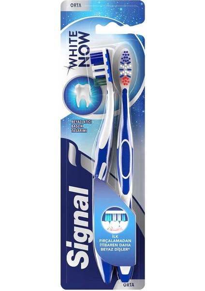 White Now Beyaz Dişler 2'li (1+1) Orta Diş Fırçası