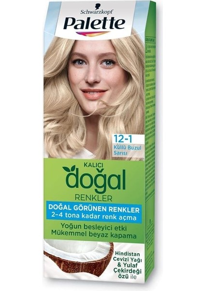Kalıcı Doğal Renkler Saç Boyası 12-1 Küllü Buzul Sarısı x 3 Adet