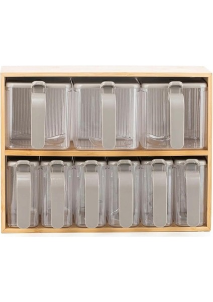 Standlı 9'lu Baharatlık Seti Takımı Kaşıklı 19 Parça Pratik Saklama Kabı fiyatları