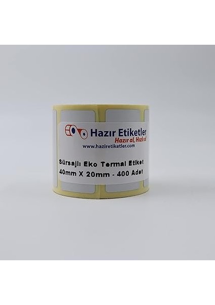 Etiketler , Hazır Al Hızlı Al Eko Termal Etiket(Sürsajlı) 40MM x 20MM Toplam 3200 Adet 8 Rulo, Ruloda 400 Lü Sarılmış 40MM Kuka Çapında Örtücü Kapatma Etiketi Taşınabilir Barkod Yazıcılar ile Uyumlu fırsatları