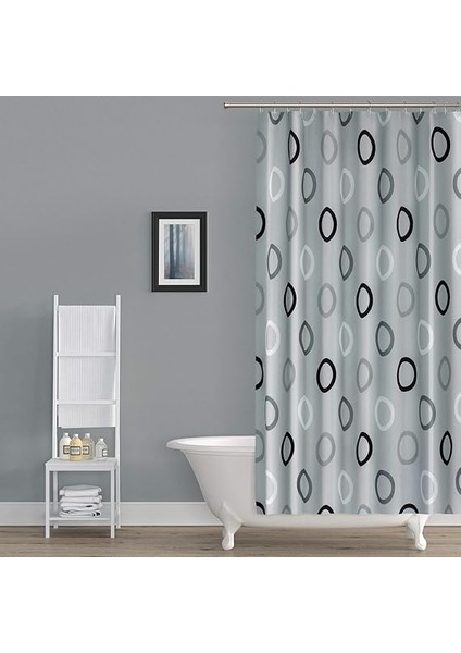 Gri Halkalı Duş Perdesi - 180X200 cm Banyo Perdesi - Tek Kanat Banyo Duş Perdesi - Polyester Kumaş Su Geçirmez Küvet Perdesi - Yıkanabilir Banyo Duş Perdesi modelleri