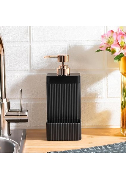 13139 Lisbone Süngerlik Hazneli Banyo ve Mutfak Sıvı Sabunluk 550ML Siyah