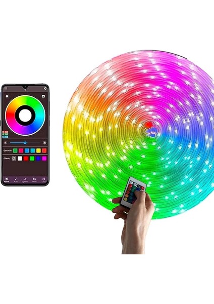 LED Pixel Rgb Magic Peri Işık - 5V USB Girişli, Bluetooth Uygulamalı, Uzaktan Kumandalı, Müziğe Duyarlı, Suya Dayanıklı, Parti, Yılbaşı, Doğum Günü, Eğlence Için (10 Metre)
