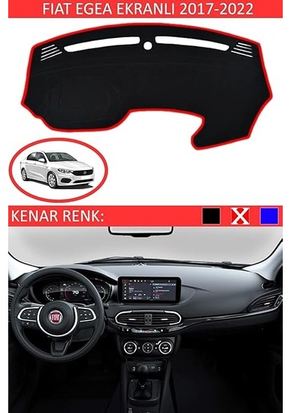 Torpido Koruma Halısı Siyah Kenar Renk Kırmızı Fiat Egea Ekranlı 2017-2022 ile Uyumlu fiyatları