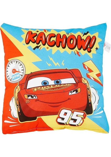 Disney Cars Fast Lisanslı Karakter BASKILI%100 Pamuk Kırlent, Çok Renkli, 45X45 cm