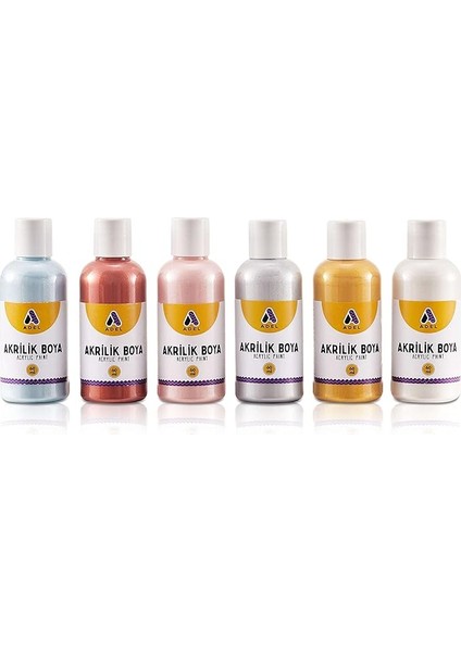 Akrilik Boya 60 ml x 6 Metalik Renkler