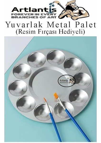 Metal Palet 1 Adet Metal Boya Paleti 10 Hazneli 17 cm Paslanmaz Resim Boyama Paleti Fırça Hediyeli fiyatları
