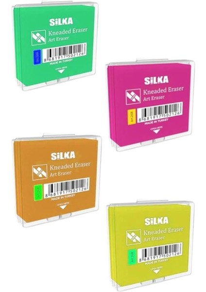 Hamur Silgi Kutulu 4 Adet Silka Hamur Silgi Çizim Silgisi Yoğrulabilir Silgi Plastik Kutulu Resim Sanatsal Silgi