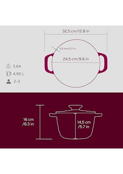 Döküm Yuvarlak Tencere Döküm Demir Kapak Experience Majolik Serisi ÇAP(Ø)23CM indirimleri