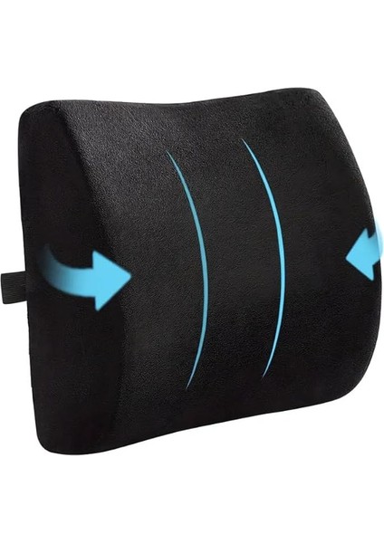 Ortopedik Visko Bel ve Sırt Minderi Yastığı Destekleyici Minder Yastık, Figiza, Siyah, Standart