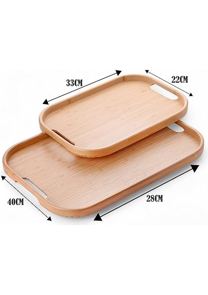Dikdörtgen Bambu Servis Tepsisi, 2'li Set, 33X22 cm ve 40X28 cm | Dikdörtgen Bambu Tepsi fiyatları
