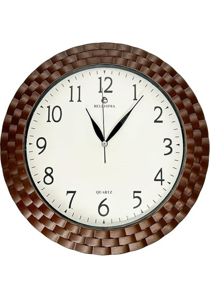 BL-1037 Serisi Klasik Kadran Örme Desenli Sessiz Akar 30 cm Duvar Saati Bordo