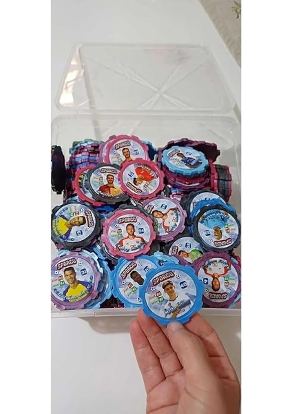 Koleksiyon Jetonları, Futbolcu Takas Diskleri, Renkli Plastik Oyun Parçaları, Renkli Futbolcu Taso Balyoz Taso 50 Adet