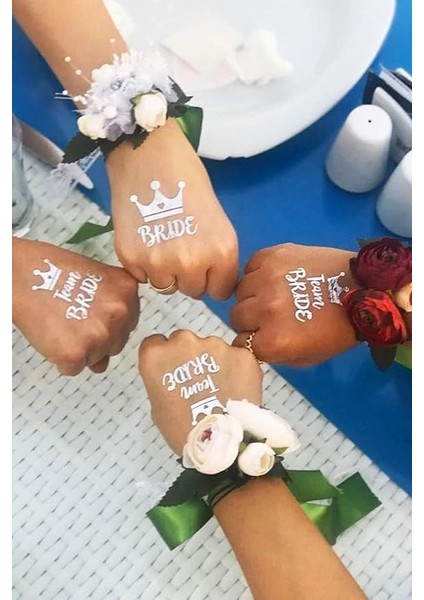 Winky Bride To Be 1 Bride 10 Team Bride Gold Renkli Gümüş Geçici Dövme Bekarlığa Veda Dövme Gümüş