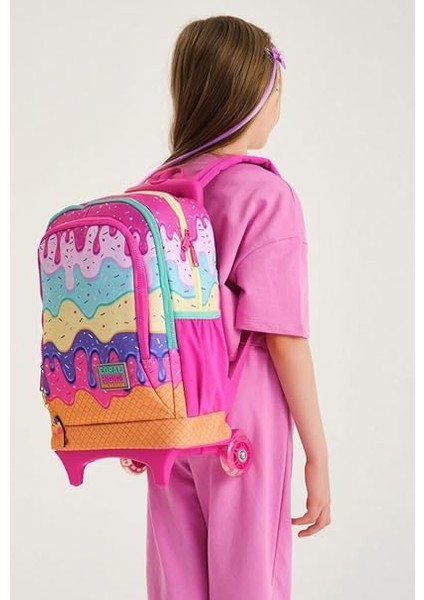 High Işıklı Tekerlekli Dondurma Çekçek Okul ve Seyahat Çantası Kız Çocuk Rengarenk fırsatları