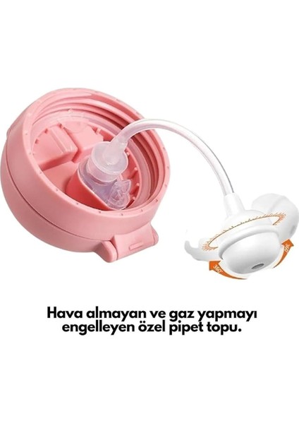 260ML Pipetli Sevimli Arkadaşlar Desenli Çıngıraklı Akıllı Pipet Toplu Tritan Su Matarası (Sarı-Lacivert) modelleri