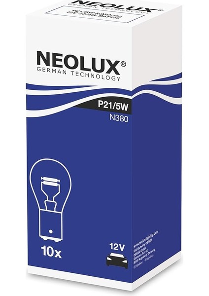 12V 1016 P21/5W Park Stop Ampulleri, Çift Duylu, 10 Adet