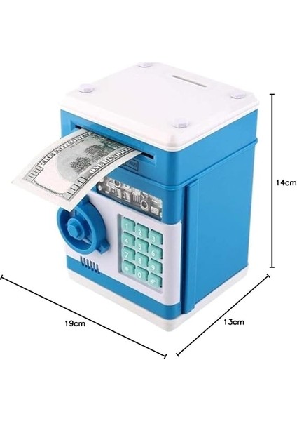 Atm Kumbara Şifreli Otomatik Kağıt Para Alan Kasa Kumbara Mavi Renk modelleri