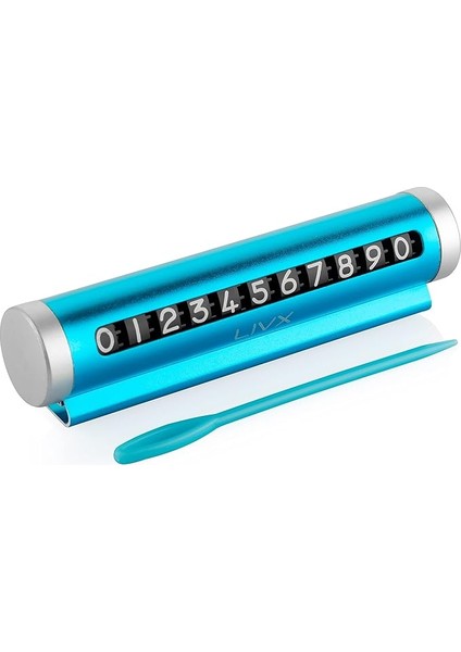 Alüminyum Kasa Çevirmeli Araç Içi Park Telefon Numaratör Park Numarası Parkmatik Araç Torpido Üstü Parktel Telefon Yazısı Mavi Onbnl-Bl