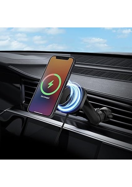 Magfit Air Vent Araç Içi Telefon Tutucu + Manyetik Kablosuz Şarj Cihazı iPhone Için Magsafe Özellikli Onetap Pro ITS12W - ACP02615 fiyatları
