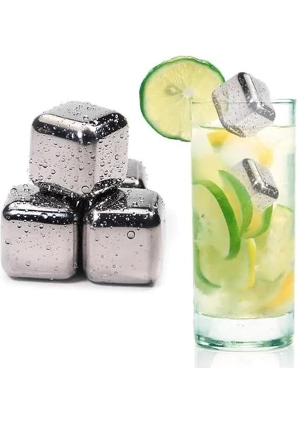 6'lı Küp Paslanmaz Çelik Buz Kalıbı Sulandırmayan Erimeyen Buz Küp (6'lı Küp) Maşa Dahil Değildir fırsatları