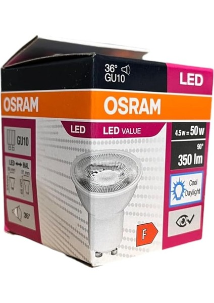 GU10 LED Ampul 4.5W 6500K Beyaz Işık – 350LM, 36° Işık Açısı, 10'lu Ekonomik Paket, Enerji Sınıfı F – 15.000 Saat Ömür indirimleri