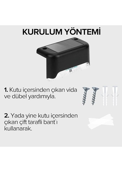 Güneş Enerjili Su Geçirmez 4'lü Bahçe, Merdiven, Veranda Için Köşebent LED Lamba 3200K Günışığı (Standart, Adet, 8) modelleri