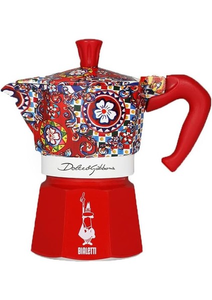 Dolce & Gabbana Mocha Express 3 Kupa Açık Ateş Espresso Makinesi (Kahve Makinesi, Mocha, Kırmızı)