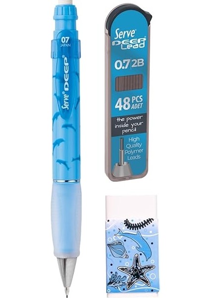 Doğa Desenli Deep Kalem, Deep Silgi ve Deep Min, 0.7 Mm, Gök Mavi fiyatları