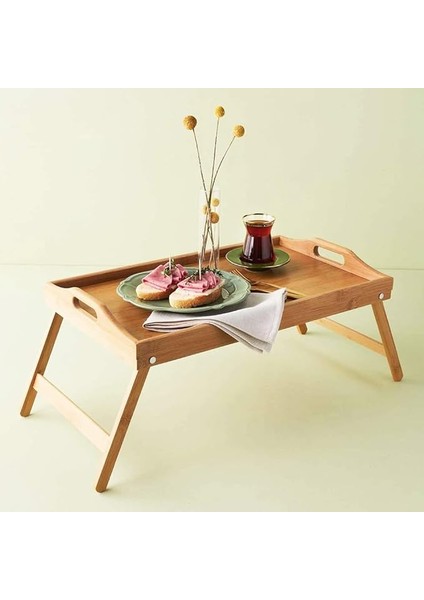 Katlanır Ayaklı Bambu Yatak Keyif Servis Tepsisi, Ahşap Yatak Tepsisi - Rahatlık ve Şıklık: Katlanır Ayaklı Bambu Yatak Keyif Servis Tepsisi - Ahşap Yatak Tepsisi