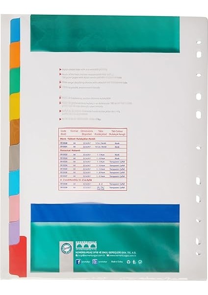 Karton Ayrac Klasik 1-10 Renkli Rakam A4 fiyatları