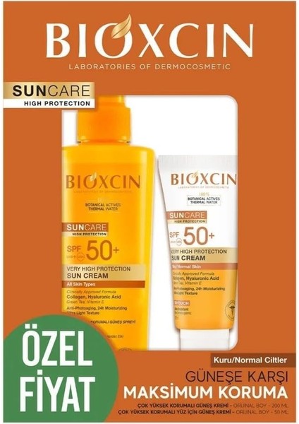 Sun Care Spf 50 Yüz Güneş Kremi 50 ml Kuru ve Normal Cilt ve Vücut Güneş Spreyi 200 ml