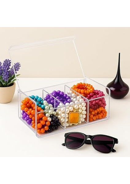 6 Bölmeli Plastik Çay Kutusu – Şeffaf Kapaklı, Gıda Dostu, Düzenleyici Kutu, Baharat/çerez/şeker Saklama Kabı – Mutfak Organizeri modelleri