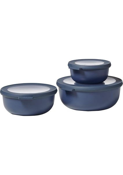 Set Cirqula Round 3 Parça Yuvarlak Saklama Kabı (350+750+1250) - Nordic Denim