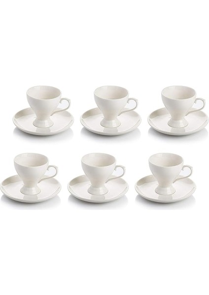 11917 Valerio 12 Parça Türk Kahvesi Porselen Fincan Takımı (No Color)