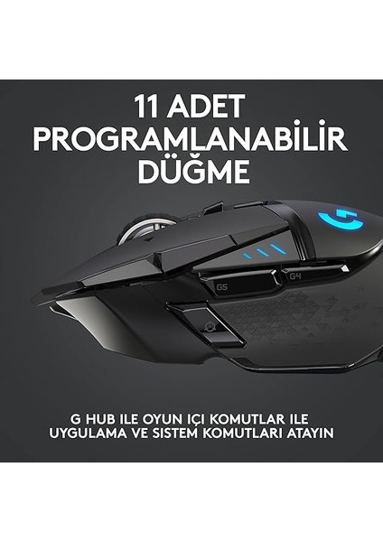 G G502 Lıghtspeed Kablosuz Oyuncu Mouse, Hero Sensör, 25.600 Dpı, 400 IPS Izleme Hızı, 1 Ms Bildirim Hızı, 114 gr Ağırlık, Siyah fırsatları