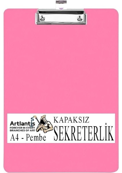 Kapaksız A4 1 Adet Renkli A4 Kapaksız Sekreterlik Klipsli Metal Mekanizmalı 80 Yaprak Kapasiteli Pembe