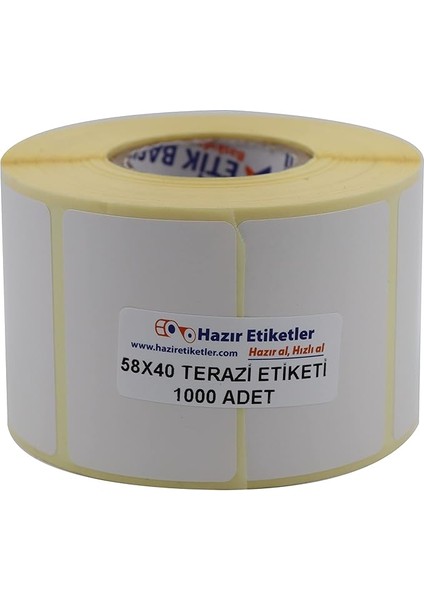 Etiketler , Hazır Al Hızlı Al Eko Termal Etiket 58MM x 40MM Ruloda 1000 Adet 40MM Kuka Çapında Direk Termal Transfer Etiketi