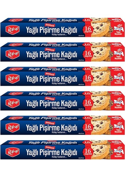 Up Kesilmiş Yağlı Pişirme Kağıdı 16 Yaprak 6lı Kutu Set