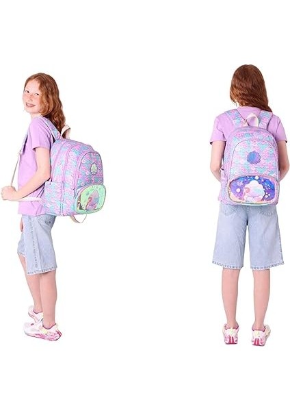 Kids Denizkızı Nakışlı ve Baskılı Okul Çantası (L5225) ve Thermo Beslenme Çantası (L7225) Seti - Kız Çocuk modelleri