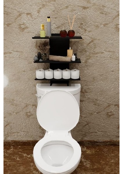 Siyah Klozet Üstü Raf, Organizer Tuvalet Kağıtlık ve Wc Tuvalet Banyo Düzenleyici MT116S modelleri